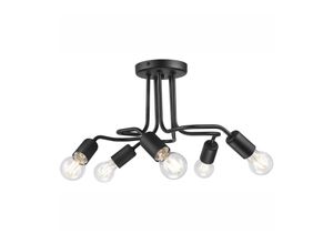 5907687438827 - Lamkur Lighting - Lamkur Charlie Flexi Charlie Multi Arm Halbbündige Deckenleuchte Schwarz 5x E27