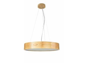 5907687440509 - Licht-erlebnisse - Pendelleuchte rund 47 cm Holz Glas für 3x E27 Esszimmer Wohnzimmer - Eiche