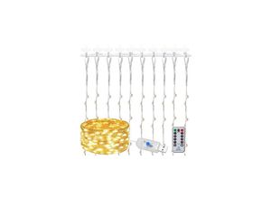 5907719442037 - Springos - Lichterkette Lichtervorhang 2 x 2 m Weihnachtsbeleuchtung led Deko Innen 200 LEDs Fernbedienung 8 Leuchtmodi usb Warmweiß