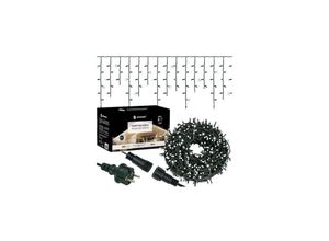 5907719442228 - SPRINGOS LED-Lichtvorhang 300 LED Flash Funktion 145 m Kaltweiß Weihnachtsbeleuchtung Balkon Lichterkette Deko Beleuchtung Netzstromversorgung