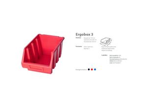 5907763088977 - Patrol - 1 x Ergo l+ Rot Stapelboxen de Aufbewahrungsbox de Kunststoff 170x240x126