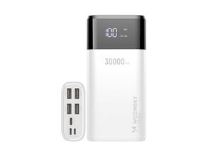 5907769306679 - Powerbank 30000mAh Li-Po 4 x usb mit LCD-Display 2 a Ladegerät Weiß - Wozinsky