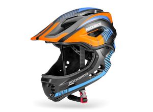 5907769312465 - Kinderfahrradhelm mit abnehmbarem Visier Rockbros Größe M - Schwarz und Orange