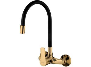 5907798723027 - Wasserhahn Küche Küchenarmatur Gold Einhebelmischer Flexibler Auslauf - Gold-Black