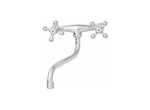 5907798747481 - - Wasserhahn Küche Wandarmatur Chrom Bodenauslauf Zweigriffarmaturen