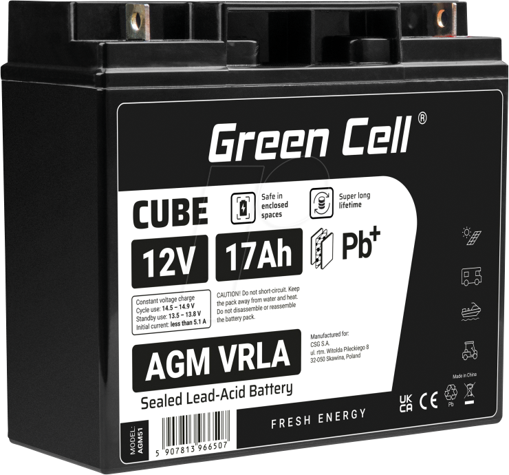 5907813966507 - GC AGM51 17AH - Blei-Vlies-Akku AGM 12V 17 Ah