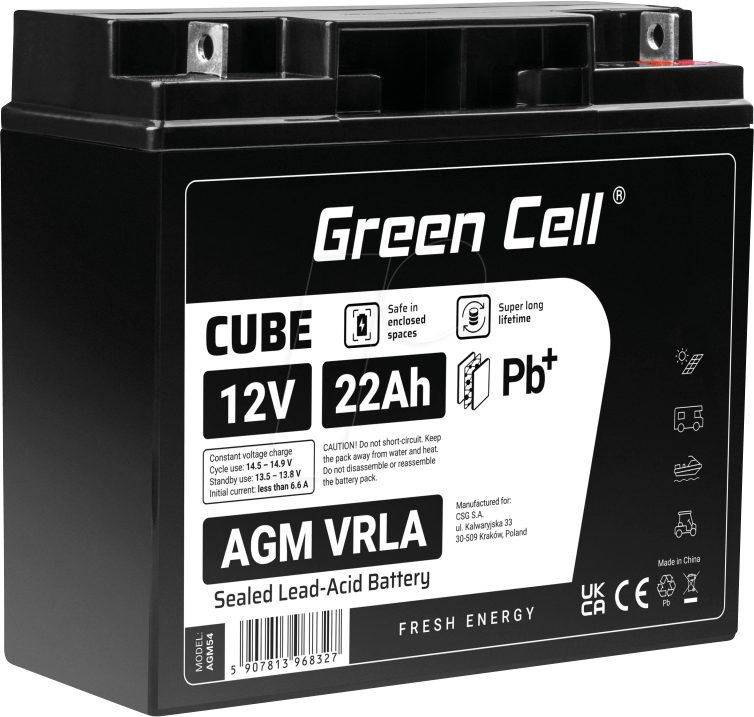 5907813968327 - GC AGM54 22AH - Blei-Vlies-Akku AGM 12V 22 Ah