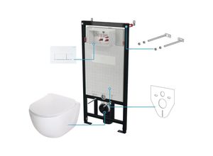 5908212097601 - Deante - Komplettpaket für Wand-WC in Glanzweiß 510 x 360 mm Peonia CDEA6ZPW Glänzend weiß - Glänzend weiß