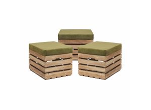 5908231200617 - GrandBox Sitzhocker aus Holz 37x40x50 Polster Sitztruhe Hocker mit Stauraum Sitzbank Sitzpouf Sitzkiste Shabby Chick Vintage Weinkiste mit Deckel - geflammt 3er Set