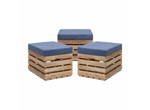 5908231200648 - GrandBox Sitzhocker aus Holz 37x40x50 Polster Sitztruhe Hocker mit Stauraum Sitzbank Sitzpouf Sitzkiste Shabby Chick Vintage Weinkiste mit Deckel - geflammt 3er Set