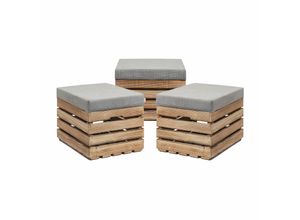 5908231200662 - GrandBox Sitzhocker aus Holz 37x40x50 Polster Sitztruhe Hocker mit Stauraum Sitzbank Sitzpouf Sitzkiste Shabby Chick Vintage Weinkiste mit Deckel - geflammt 3er Set