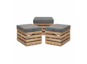 5908231200679 - GrandBox Sitzhocker aus Holz 37x40x50 Polster Sitztruhe Hocker mit Stauraum Sitzbank Sitzpouf Sitzkiste Shabby Chick Vintage Weinkiste mit Deckel - geflammt 3er Set