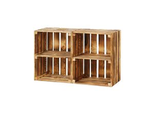 5908231200990 - GrandBox Holz-Kiste 50x40x30cm mit Mittelbrettgeflammt Wein-Kiste Vintage