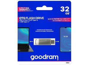 5908267960257 - Pendrive 32 GB zwei USB 32 + USB-C OTG ODA3-Anschlüsse Silber