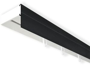 5949127042638 - Gardinenschiene Vorhangschiene SH (1) mit Blende 5 cm Gr 6 schwarz-weiß (weiß schwarz) L300cm T47cm Kunststoff Gardinenstangen