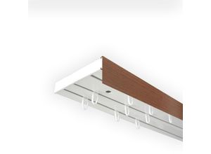 5949127043154 - Gardinenschiene Vorhangschiene SH (1) mit Blende 5 cm Gr 6 weiß (weiß walnussfarben) L300cm T895cm Kunststoff Gardinenstangen