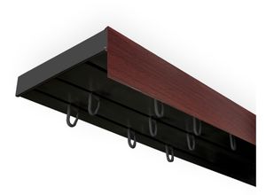 5949127168840 - Gardinenschiene Vorhangschiene SH (1) mit Blende 5 cm Gr 7 rot (schwarz mahagonifarben) L360cm T895cm Kunststoff Gardinenstangen