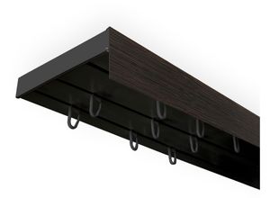 5949127172274 - Gardinenschiene Vorhangschiene SH mit Blende Gardinenstangen Gr L 400 cm 3 läufig schwarz (schwarz wengefarben) Gardinenschienen