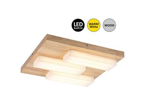 5996595711429 - 71142 led Deckenleuchte konte 30W Metall Holz Eiche Acryl weiß 3000K L40cm B40cm H6cm - Rabalux