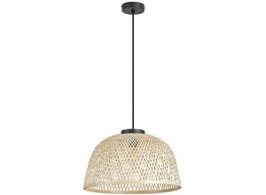 5996595720254 - 72025 Hängeleuchte rattan Metall Holz schwarz Rotan natural E27 1 x max25W H120cm Ø405cm dimmbar - Rabalux