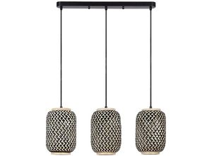 5996595720933 - 72093 Hängeleuchte adalla Metall mattschwarz Rotan mehrfarbig E27 3 x max40W L575cm B26cm H170cm Ø17cm dimmbar - Rabalux