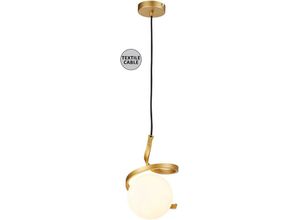 5996595721268 - 72126 Hängeleuchte sarabi E27 1x max20W Metall gold Glas weiß B18cm H150cm Ø15cm dimmbar - Rabalux