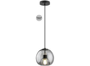 5996595721329 - 72132 Hängeleuchte cameo E27 1x max40W Metall schwarz Glas getönt H100cm Ø20cm dimmbar - Rabalux