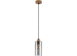 5996595721411 - 72141 Hängeleuchte tanno Metall Eiche Glas getönt E27 1 x max25W H150cm Ø10cm dimmbar - Rabalux