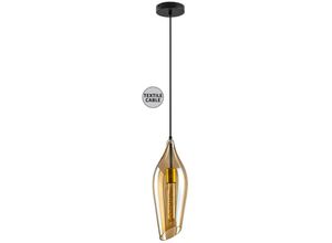 5996595722012 - 72201 Hängeleuchte bellini E27 1x max40W Metall schwarz Glas Amber H100cm Ø14cm dimmbar - Rabalux