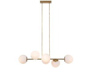 5996595722494 - 72249 Hängeleuchte kiara E27 6x max35W Metall gold Glas weiß B91cm H90cm Ø13cm dimmbar - Rabalux