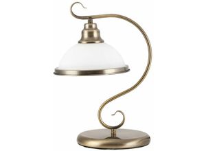 5998250327525 - Tischlampe Glas Metall in Bronze elegant 39 cm hoch Kabelschalter E27 Tischleuchte Schreibtisch Nachttisch - Bronze Antik Weiß (Bilder zeigen Tag- &