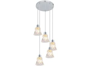 5998250353050 - 5305 Hängeleuchte Hestia Chrom transparent E14 5x max 40W L120cm Ø28cm dimmbar - Rabalux