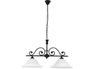 5998250377773 - 7777 Hängeleuchte Dorothea 2-flammig aus Metall Glas matt schwarz  Alabasterglas L72cm H90cm dimmbar - Rabalux