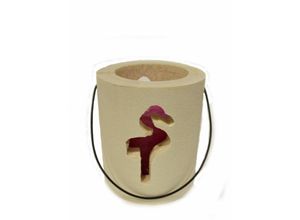 5999006559313 - House Of Rustic - Windlicht aus Holz Flamingo pink ø 13 x 15 cm Holzlaterne