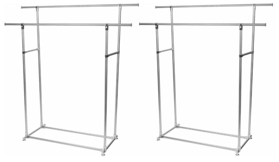 6011603239210 - 2er-Set Metall-Wäscheständer mit 2 Stangen MP62 - 75kg Kapazität - 145x50x155cm