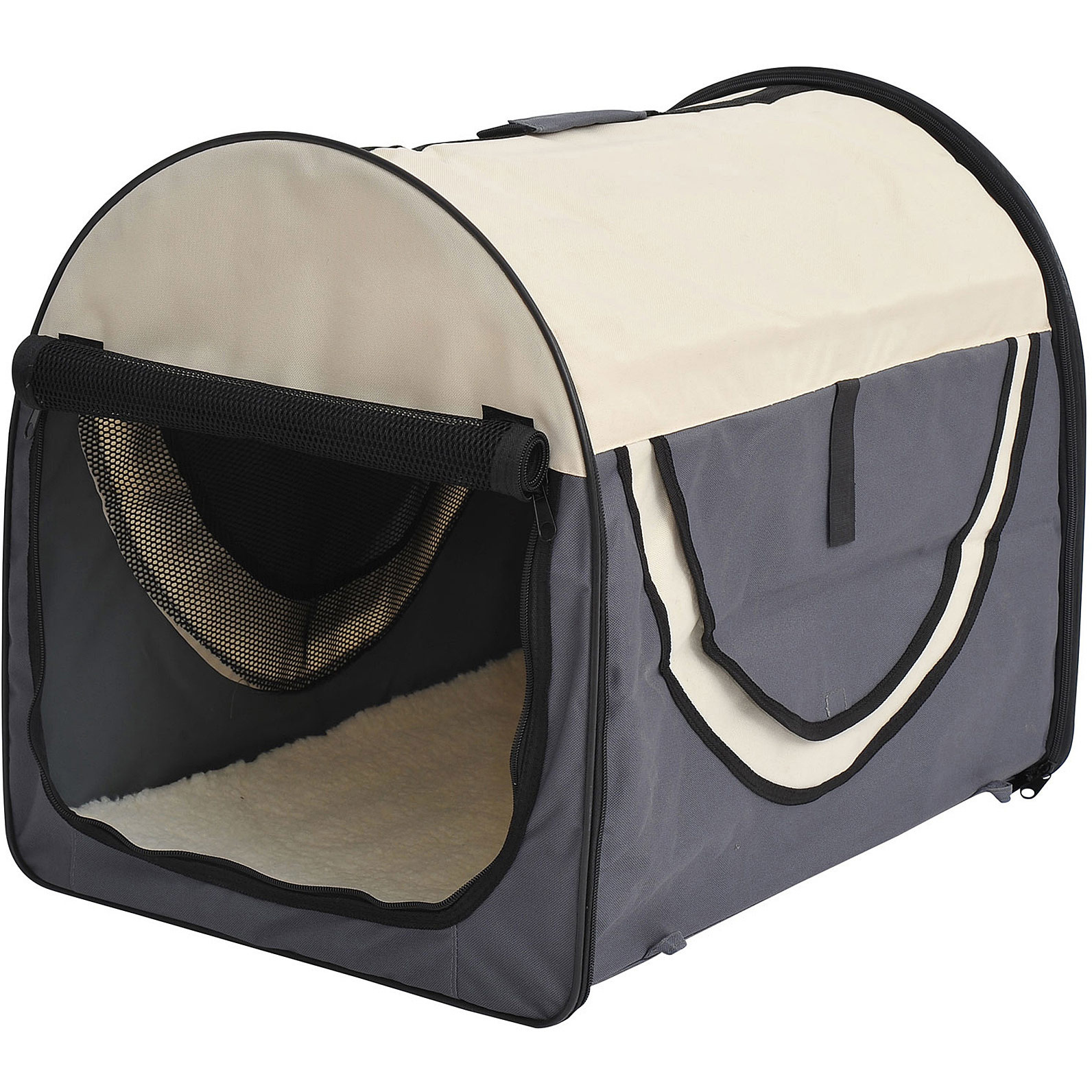 6011608068051 - Hundetransporttasche faltbar grau creme Größe XL 81 x 56 x 66cm