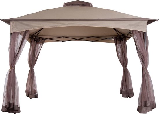 6011633536570 - Faltbares Partyzelt Pavillon mit Moskitonetz khaki 325 x 325 x 295cm