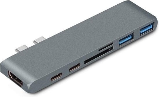 6013715313369 - USB-C Hub Adapter 7-in-1 - für MacBook Pro & MacBook Air - Space Grau