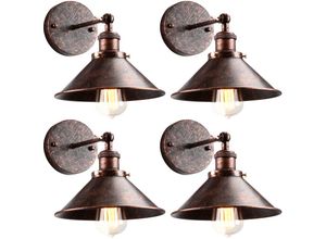 6033797018372 - Axhup - 4er Wandleuchte Vintage Industrielle Wandlampe aus Metall mit Ø22cm Lampenschirm für Schlafzimmer Wohnzimmer Esszimmer (Roter Rost)