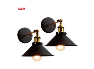 6033797018419 - Axhup - 2er Wandleuchte Vintage Industrielle Wandlampe aus Metall mit Ø26cm Lampenschirm für Schlafzimmer Wohnzimmer Esszimmer (Schwarz)