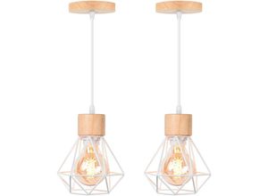 6033797019294 - 2er Pendelleuchte Kronleuchter im Industri Stil Antik Hängelampe mit Ø16cm Mini Diamant-Form Käfig E27 Halter für Wohnzimmer Schlafzimmer Esszimmer