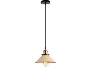 6033797019621 - Axhup - Pendelleuchte Vintage Kronleuchter mit Ø22cm Metall Lampenschirm Hängelampe Edison Art Lampe für Esszimmer Wohnzimmer Restaurant (Hellgelb)