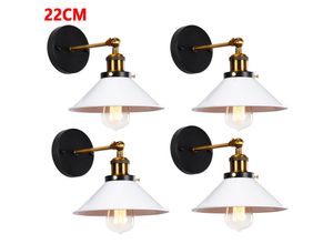 6033797019676 - Axhup - 4er Wandleuchte Vintage Industrielle Wandlampe aus Metall mit Ø22cm Lampenschirm für Schlafzimmer Wohnzimmer Esszimmer (Weiß)