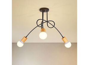 6033797035591 - Deckleuchte Vintage Industriell Stil Deckenlampe Spinne Eisen Kronleuchter mit E27 Fassung Innen für Wohnzimmer Schlafzimmer 3 Flammig Schwarz und