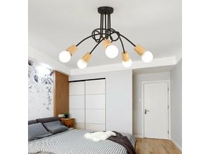 6033797035607 - Deckleuchte Vintage Industriell Stil Deckenlampe Spinne Eisen Kronleuchter mit E27 Fassung Innen für Wohnzimmer Schlafzimmer 5 Flammig Schwarz und