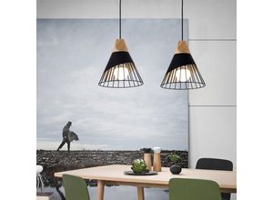 6033797036017 - 2x Kronleuchter in Badmintonform für den Innenbereich Kreativer Moderner Pendelleuchten Deckenlampen aus Eisen und Holz für Wohnzimmer Esszimmer