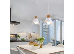 6033797036031 - 2x Kronleuchter in Badmintonform für den Innenbereich Kreativer Moderner Pendelleuchten Deckenlampen aus Eisen und Holz für Wohnzimmer Esszimmer