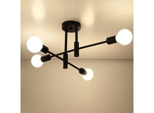 6033797036437 - Axhup - 4 Lichter Deckenleuchte Moderne Industrielle für den Innenbereich Leuchter aus Metall E27 Deckenlampe Kronleuchter für Wohnzimmer Küche