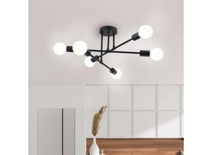 6033797089938 - Axhup - Deckenleuchte 6x E27 Pendelleuchte Vintage Industrial Innenlicht Lampe für Küche Schlafzimmer Wohnzimmer Schwarz