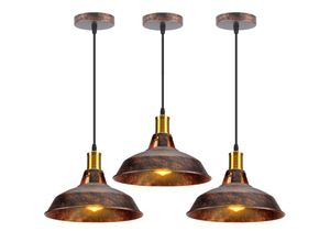 6033797090590 - Axhup - Industriell Pendelleuchte Lampenschirm Vintage Hängelampe aus Metall Edisen E27 Lampe für Loft Esszimmer Wohnzimmer Flur Rost 3PCS